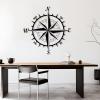 Nautical Compass Metal Wall Art, Metal Compass Wall Decor, Metal Wall Art, Nautical Wall Compass, North Arrow Metal Art, Compass Wall Sign, Home Living Room Wall Decor, Housewarming Gift (39"x39" | 100x100cm, Black) view 1