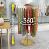 THEGA Freestanding Scarf Rack - Pivoting Round Scarf Display Stand, Floor Standing Metal Blanket Rack with 30 Rods, Height Adjustable Scarf Organizer, Scarf Hanging Rack for Clothing Store Home view 4