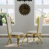 Anewsun Luxury Dining Table Set for 2, White and Gold Dining Room Set with Chairs, 3 Pieces Dining Set with U-Base Dining Table and 2 White Leather Upholstered Dining Chairs view 4