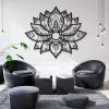 Metal Wall Decor, Lotus Mandala Metal Wall Art, Lotus Flower Metal Wall Art, Mandala Metal Wall Decor, Bohemian Wall Art, Spiritual Wall Art, Yoga Studio Decor, Home Living Room Wall Decor (46"x39" | 118x100cm, White) view 3