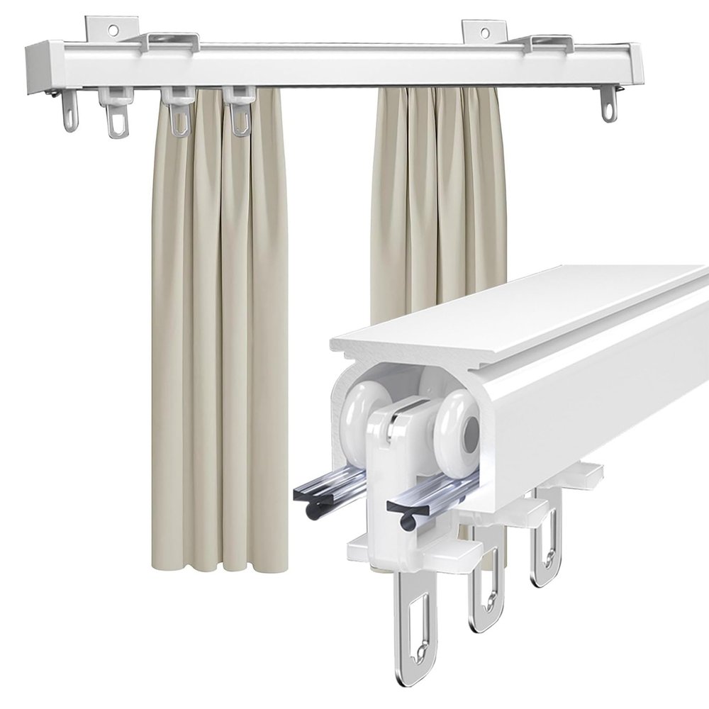 Aluminium Ceiling Mount Curtain Track System, Hospital Ceiling Track for Curtains, Aluminum Ceiling Curtain Track, with Silent Pulleys, Used for Bathrooms, Bedrooms, Room Partitions ( Color : A(track