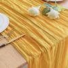 Asee'm Cheesecloth Table Runner 120 Inches Long Gold Boho Gauze Cheese Cloth Runner 10FT Rustic Sheer Fall Table Runners for Thanksgiving Christmas Wedding Party Baby Shower Decoration view 1