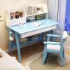 Ki*ds Writing Desk with Hutch, Solid Wood Learning Office Desk with Drawer and Bookshelf,Chil*DREN Study Table Student's Computer Desk Workstation for Home School Use(80x45x75cm(31x18x30inch), Blue) view 1