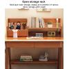 Ki*ds Writing Desk with Hutch, Solid Wood Learning Office Desk with Drawer and Bookshelf,Chil*DREN Study Table Student's Computer Desk Workstation for Home School Use(80x45x75cm(31x18x30inch), Blue) view 3