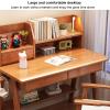Ki*ds Writing Desk with Hutch, Solid Wood Learning Office Desk with Drawer and Bookshelf,Chil*DREN Study Table Student's Computer Desk Workstation for Home School Use(80x45x75cm(31x18x30inch), Blue) view 4
