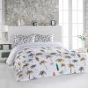 3 Piece Bedding Set,Summer Tropical Palm Tree Seamless Breathable Duvet Cover Super Soft Pillow Shams,Surfboard on White Washable Bed Sets All Seasons for Bedroom Dorm Hotel RV view 3