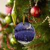 2024 Christmas Ornament Xmas Tree Hanging Accessories,Christmas Santa Claus Sled Elk Silhouette Christmas Tree Round Ceramic Ornaments for Holiday Party Home Decor,Snowflake Snowy Night view 4