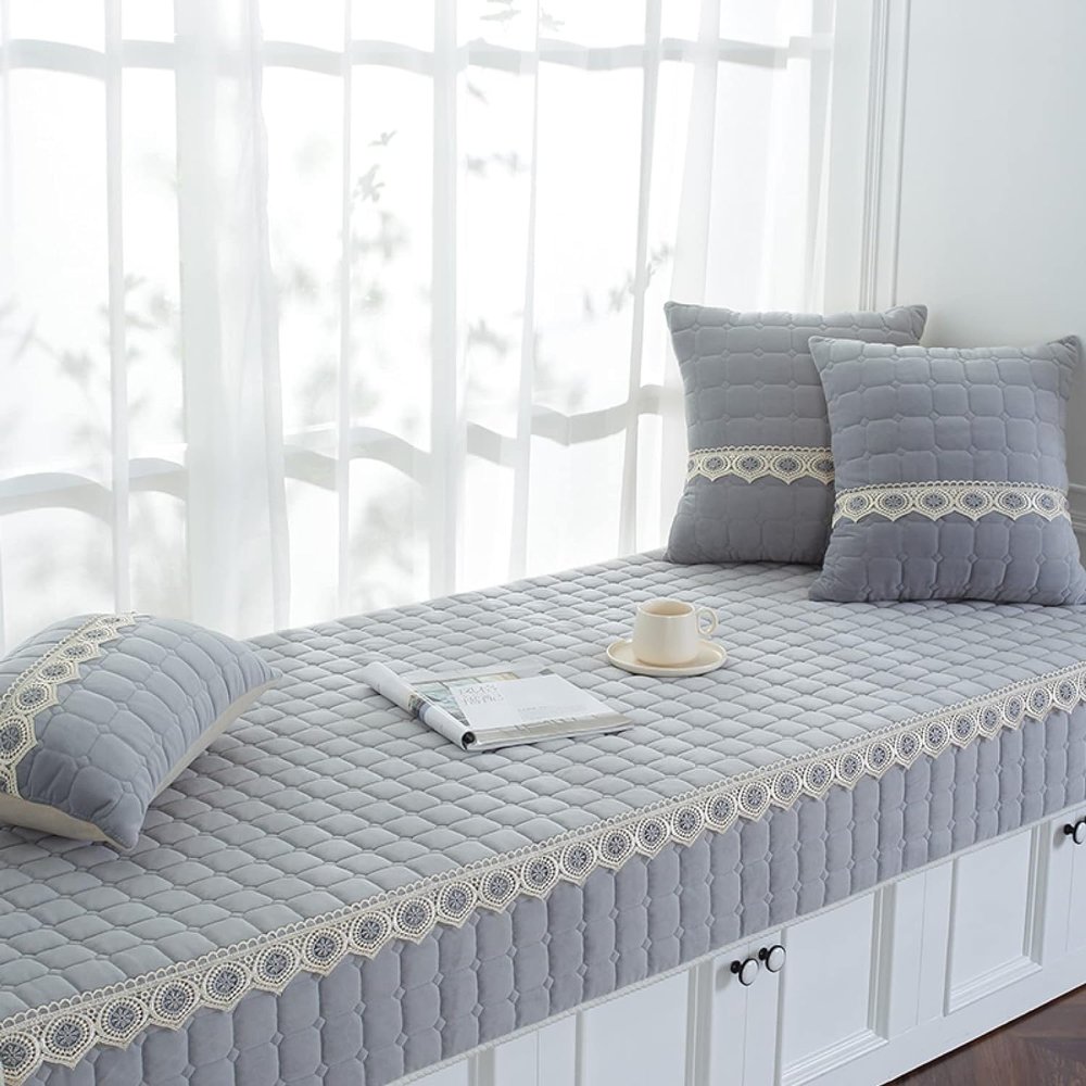Bay Window Seat Cushion, Non-Slip Bench Cushion Window Sill Blanket, Couch Cover for Sofa and Bay Window, Machine Washable Balcony Mat