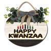 Ymaotrade Happy Kwanzaa Signs - Wood Hanging Door Sign, Holiday Decorations for Front Door, Wall, Home, Farmhouse Porch, Outdoor - 12" view 1
