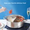 AIZYR Hot Pot with Divider Stainless Steel Dual Sided Hot Pot, Chinese Hot Pot with Lid for Restaurant Camping Household,30cm view 2
