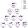 Ceramic Knobs,10pcs Flower Pattern Ceramic Handle Graceful Doorknob for Cabinet DrawerKnob view 1
