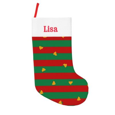 Personalized Christmas Stripe Christmas Stocking Hanging Christmas Stocking with Name for Family Kids Adults Pets Xmas Gift 18 x 11 Inch