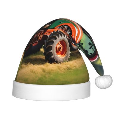 FRGMNT Company Farm Tractors print Santa Hat Kids, Santa Hat,Santa Claus Hat For Xmas Party,Christmas Hat For Boys Girls Child