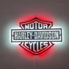 LED Motorcycle Wall Art, Metal Sign with Ambient Lighting, Illuminated Metal Wall Decor for Garage, Man Cave, Bar, Harley Gift (39.3x29.5"/100x75cm, Red-White) view 2