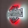 LED Motorcycle Wall Art, Metal Sign with Ambient Lighting, Illuminated Metal Wall Decor for Garage, Man Cave, Bar, Harley Gift (39.3x29.5"/100x75cm, Red-White) view 4