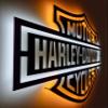 LED Motorcycle Wall Art, Metal Sign with Ambient Lighting, Illuminated Metal Wall Decor for Garage, Man Cave, Bar, Harley Gift (15.7x11.8"/40x30 cm, Amber-White) view 2