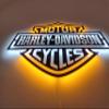 LED Motorcycle Wall Art, Metal Sign with Ambient Lighting, Illuminated Metal Wall Decor for Garage, Man Cave, Bar, Harley Gift (15.7x11.8"/40x30 cm, Amber-White) view 4