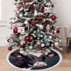 OOZ Flower and Cow Pattern Christmas Tree Skirt 36 inchXmas Tree Skirts for Xmas Tree Ornaments and Party Holiday Decorations,Black view 1