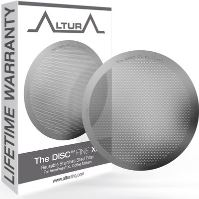 ALTURA The DISC FINE XL: Premium Filter for AeroPress XL Coffee Makers + eBook with Recipes, Tips, and More Stainless Steel, Washable & Reusable
