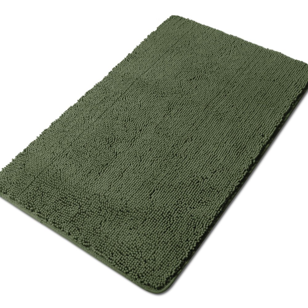 Yeaban Large Bathroom Rug 30"x50" Thick Chenille Long Bath Mat | Absorbent and Washable Bath Rug Non-Slip, Soft Runner Rug for Bathroom, Shower, Sink - (Olive Green)