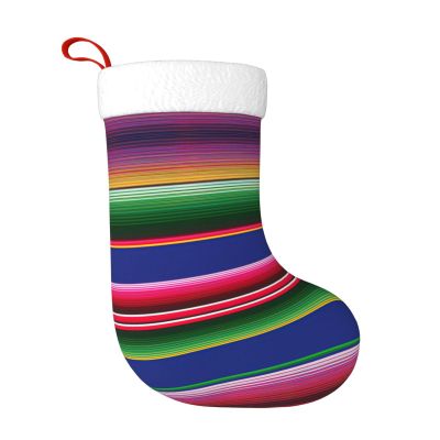 EniLsa Colorful Mexican Stripes Print Christmas Stocking Xmas Stockings Christmas-Stockings Christmas Holiday Party Family Decorations