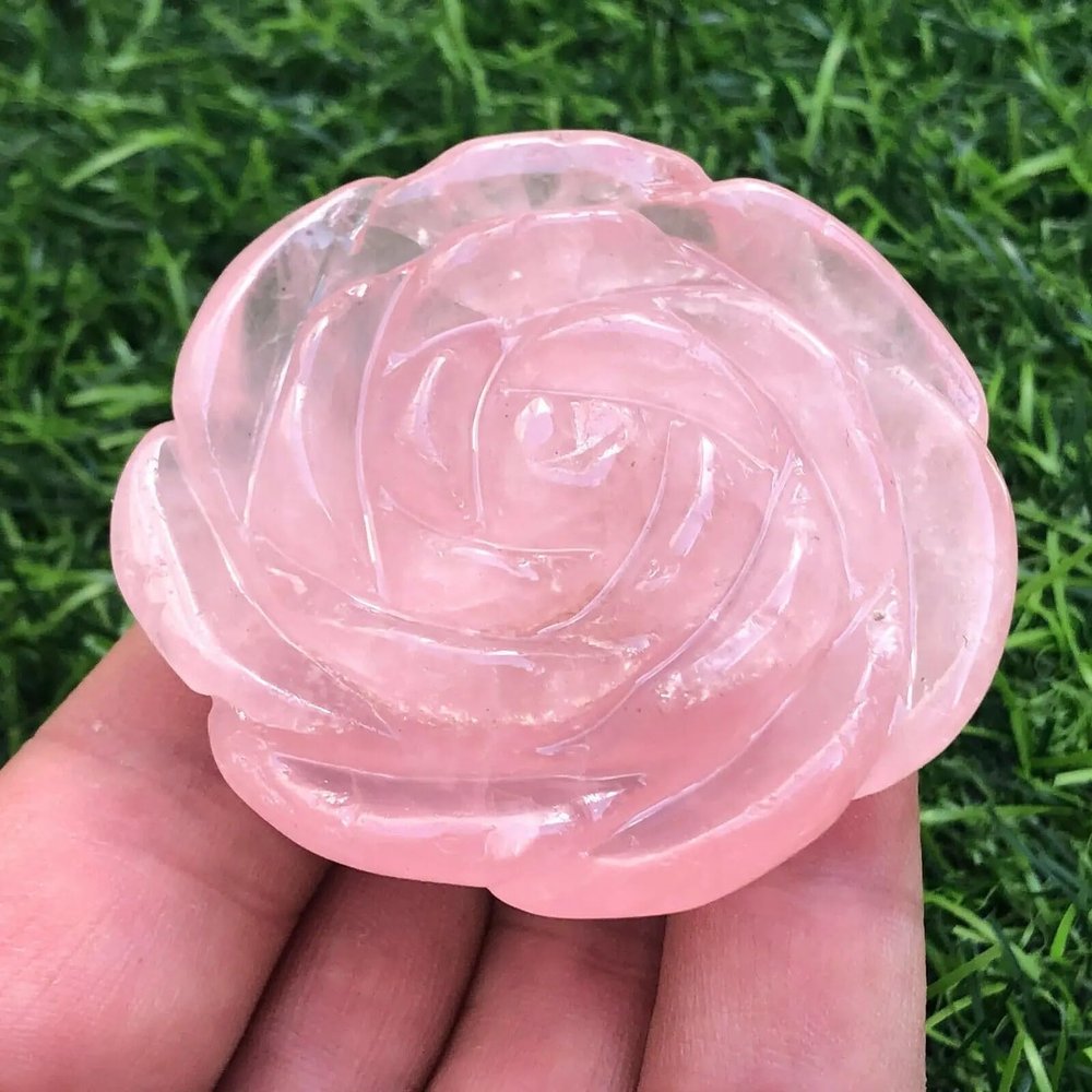 AtkitS Beautiful Natural Pink Rose Quartz Hand Carved Crystal Rose Reiki (Size : 10pcs)