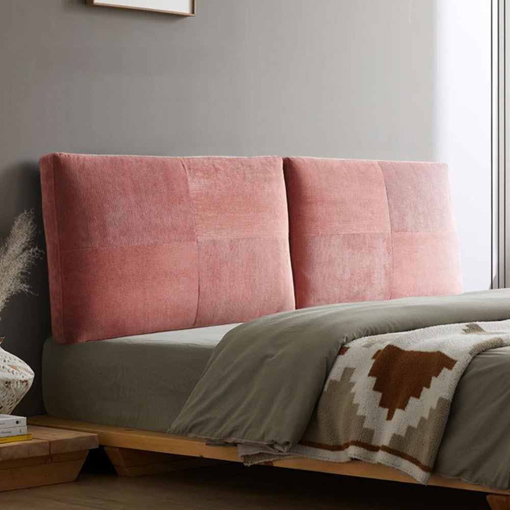 ESRADA Non-Slip Bedside Backrest Pillow Headboard Cushion for Bed/Sofa/Couch Lumbar Support Cushion Tatami Back Bolster Support Reading Pillow,Removable Cover G-190X55CM