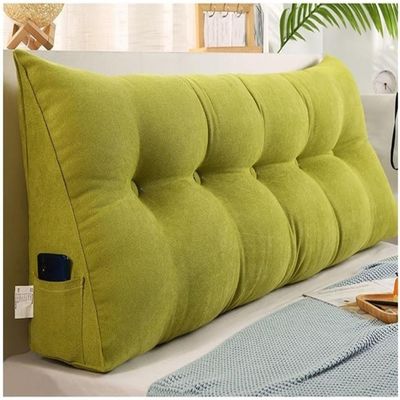 Large Wedge Headboard Pillow, Triangular Reading Pillow, Large Cushion/Headboard Back Wedge Pillow with Machine Washable Cover, Large Back Positioning Support Pillow ( Color : Green , Size : 100cm/39.
