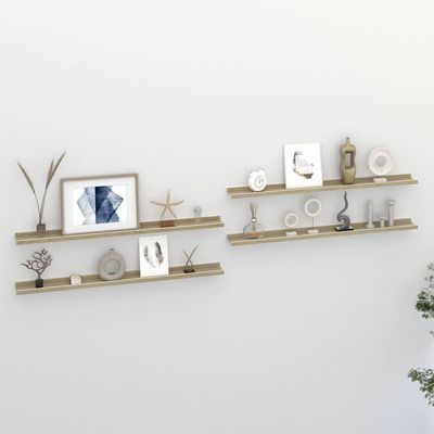 Wall Shelves,Floating shelves Plant Shelf Cosmetic shelf Book shelves Storage shelves Wall decor Shelf Storage shelves Suitable for Living Room Bathroom 4 pcs White and Sonoma Oak 39.4"x3.5"x1.2"