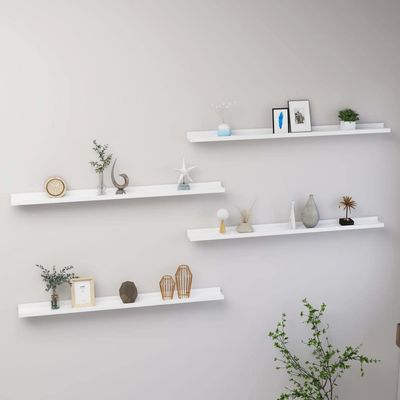 THOYTOUI Wall Shelves,Floating Shelves Plant Shelf Cosmetic Shelf Book Shelves Storage Shelves Wall Decor Shelf Storage Shelves Suitable for Living Room Bathroom 4 pcs White 39.4"x3.5"x1.2"