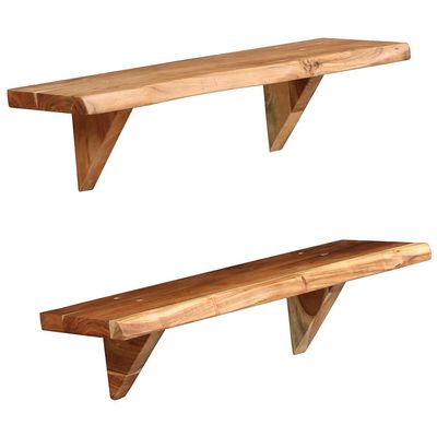 Wall Shelves,Floating shelves Plant Shelf Cosmetic shelf Book shelves Storage shelves Wall decor Shelf Storage shelves Suitable for Living Room Bathroom 2 pcs 23.6"x7.9"x6.3" Solid Acacia Wood