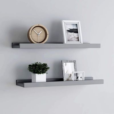 THOYTOUI Picture Frame Ledge Shelves,CD Wall Shelf Display Shelf Floating Shelves Closet Shelves Wall Decor Shelf Wall Cube Shelves Suitable for Bedroom Living Room 2 pcs Gray 23.6" x 3.5" x 1.2" MDF