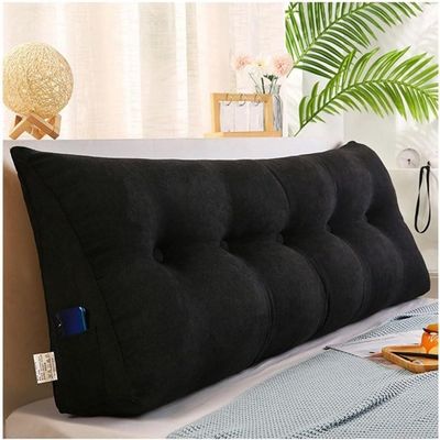 Large Bolster Pillow Headboard Pillow, Triangular Pillow, Headboard Backrest Cushion, Backrest Positioning Support Reading Pillow with Machine Washable Cover (Color : Black Brown, Size : 120cm/47inc