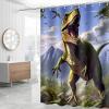 HANGNOW New Year Holiday Bathroom Decor Christmas Bathroom Decor Shower Curtain Fabric Shower Curtain Liner Shower Curtain Dinosaur Christmas Tree Shower Curtains for Christmas Kid's Bathroom view 2