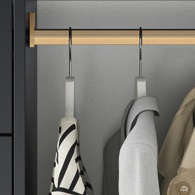 Rectangular Closet Rod Support Bracket Gold Aluminum, Mute & Anti-Slip Hanging Clothes Bar, 24 30 35 37 41 45 45 55 57 60 61 62 63 Inch Cuttable, Home Commercial ( Color : Gold , Size : Closet Width 1