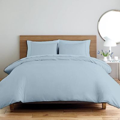 All Star Linen 3 Piece Cotton Beautiful Zipper Clouser Duvet Cover Oversized King (116'' x 98'') Solid Sky Blue