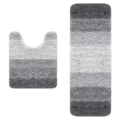 Arotive Microfiber Bathroom Rugs 2 Pieces, Contour Rug Size 24x20 and Bath Rug 59x24 in Grey, 2 Item Bundle