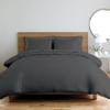 All Star Linen 3 Piece Cotton Beautiful Zipper Clouser Duvet Cover Oversized King (116'' x 98'') Solid Dark Grey view 1