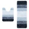 Arotive Microfiber Bathroom Rugs 2 Pieces, Toilet Rugs 24x20 and Bath Rug Size 47x17 in Dark Blue, 2 Item Bundle view 1