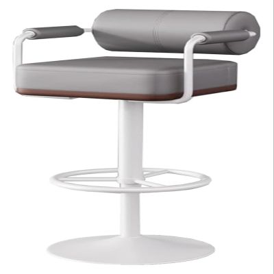 Chair Bar Stools with Armrests, Counter Height Bar Stools Swivel, Leather Breakfast Bar Stools Kitchen Island Stool with Soft Cushions and Back, Easy to Assemble (Color : /Dark Gray B)
