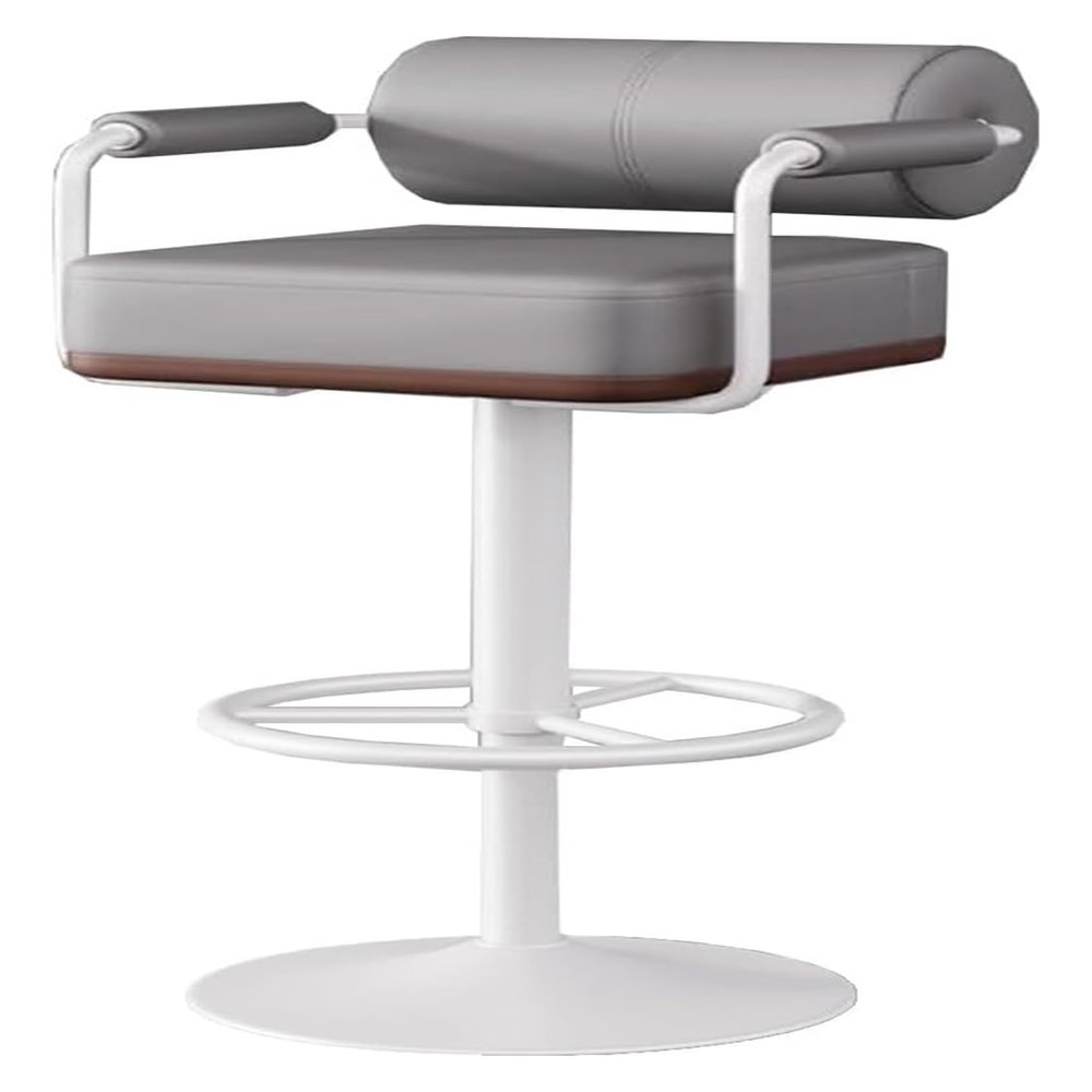Chair Bar Stools with Armrests, Counter Height Bar Stools Swivel, Leather Breakfast Bar Stools Kitchen Island Stool with Soft Cushions and Back, Easy to Assemble (Color : /Dark Gray B)