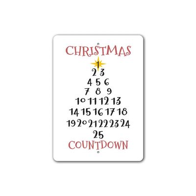 Christmas Tree Countdown Metal Sign 8 x 12 Inches