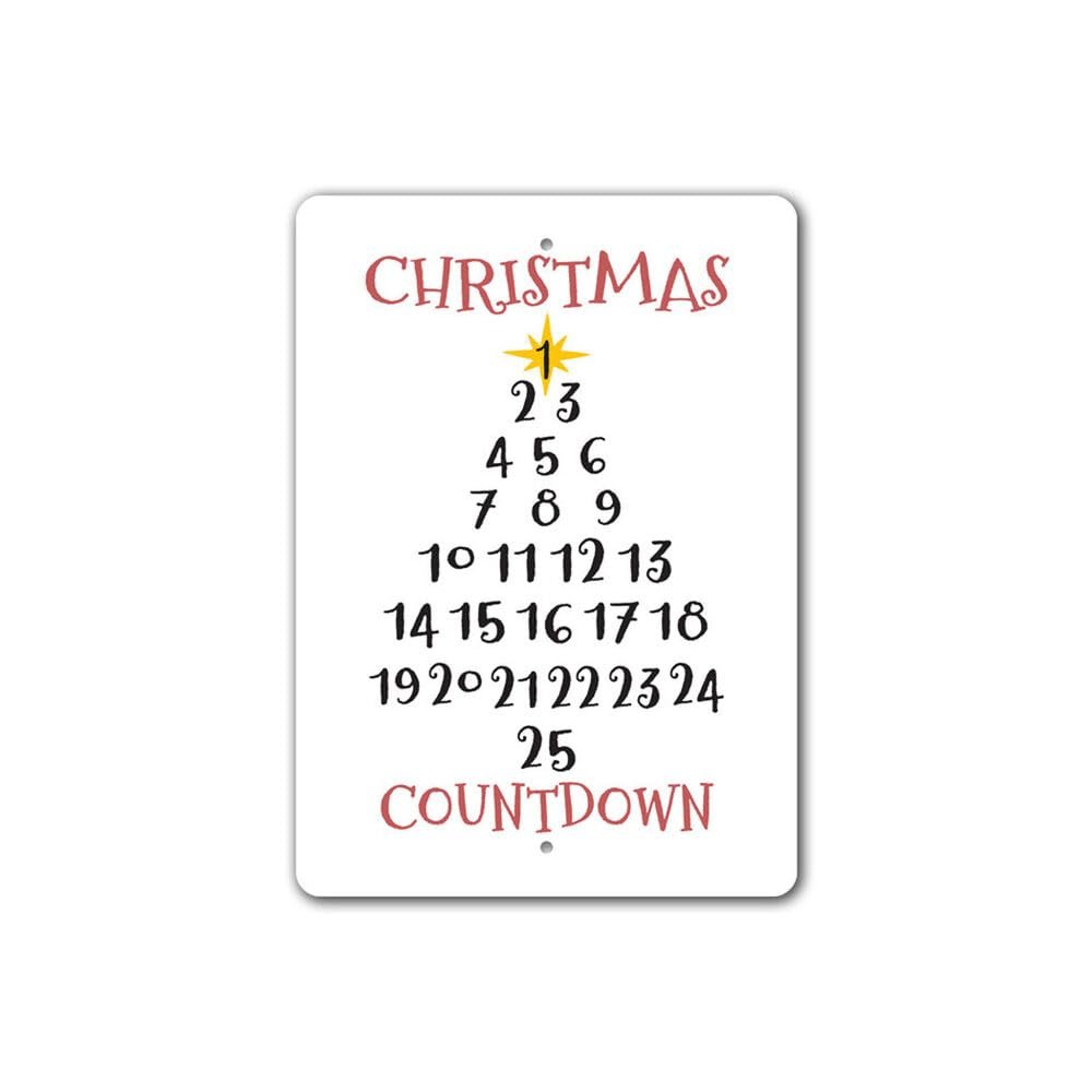 Christmas Tree Countdown Metal Sign 8 x 12 Inches