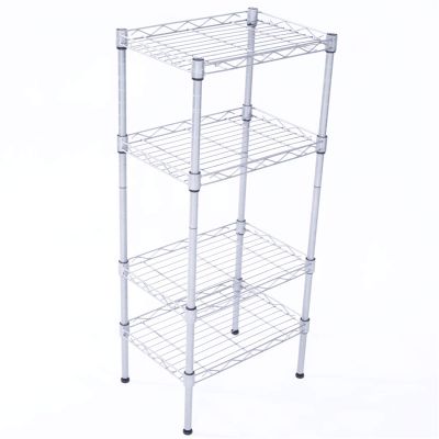 4 Tier Metal Heavy Duty Storage Rack Shelf,Adjustable Height Wire Shelving Unit,Bathroom Wire Shelving Tower Storage Rack,Adjustable Shelf Display Rack,for Kitchen, Hallway, Office (Silver)