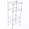 4 Tier Metal Heavy Duty Storage Rack Shelf,Adjustable Height Wire Shelving Unit,Bathroom Wire Shelving Tower Storage Rack,Adjustable Shelf Display Rack,for Kitchen, Hallway, Office (Silver) view 1