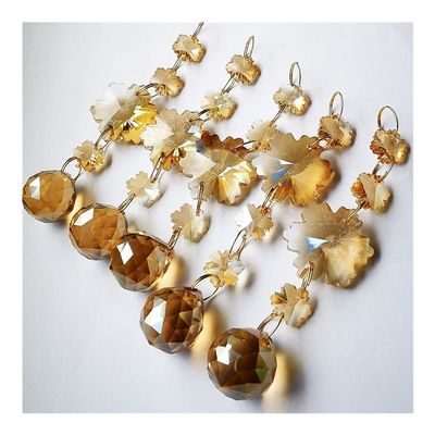 Artsim Chandelier Crystal Prisms Pendants 20pcs Champagne Color Lamp Prisms Chandelier Crystals Hanging Drops Pendants Home Wedding Decoration DIY Accessories Chandelier Crystal Prisms Pendants