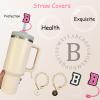 2+22PCS Straw Cover for Stanley Cup 30&40 Oz 10mm Straw Topper with 2PCS Stanley Cup Accessories Letter Charms Name ID Initial Letter Handle Personalized Charm For Stanley Tumbler (Letter B) view 2