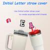 2+22PCS Straw Cover for Stanley Cup 30&40 Oz 10mm Straw Topper with 2PCS Stanley Cup Accessories Letter Charms Name ID Initial Letter Handle Personalized Charm For Stanley Tumbler (Letter B) view 3