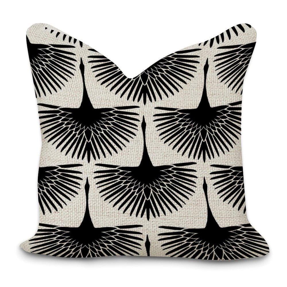 Classic Chinese Style Pillow Cases Black Duwn Throw Pillow Covers 18x18in Decorative Square Accent Cushion Cover Cases for Living Room Bedroom Sofa Car Home Decor