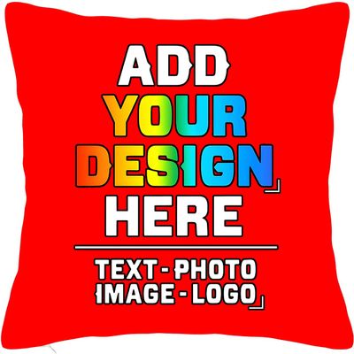 Custom Pillowcase, Personalized Photo Pillows, Your Own Design Throw Pillow with Photo Text, Customize Pet Pillow Cover, Personalized Memorial Gift for Birthday, Christmas, 20x20 Inch, Bright Red
